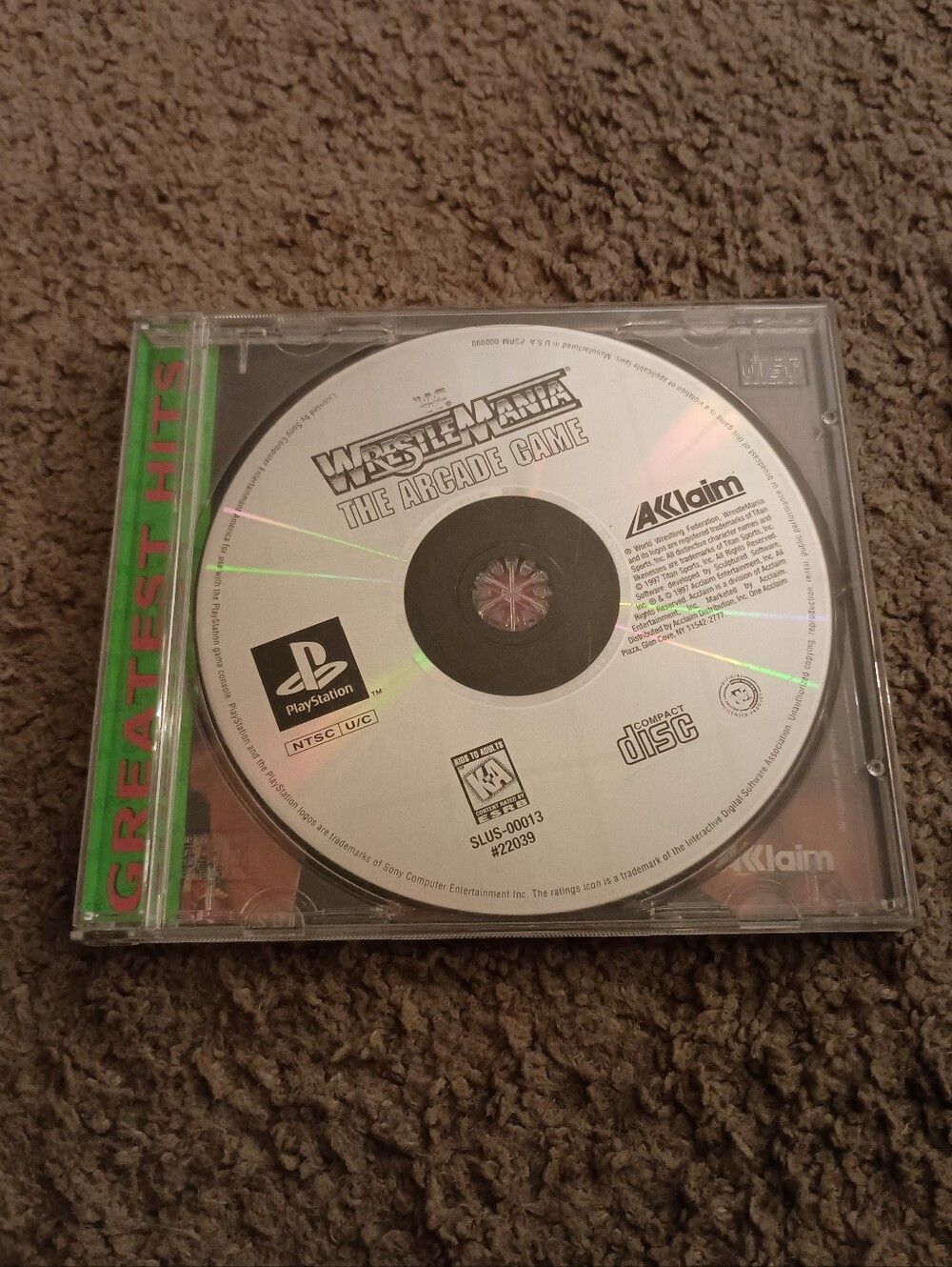Wrestlemania The Arcade Game Playstation 1 GAME DISC CASE NO MANUAL PRE-OWNED